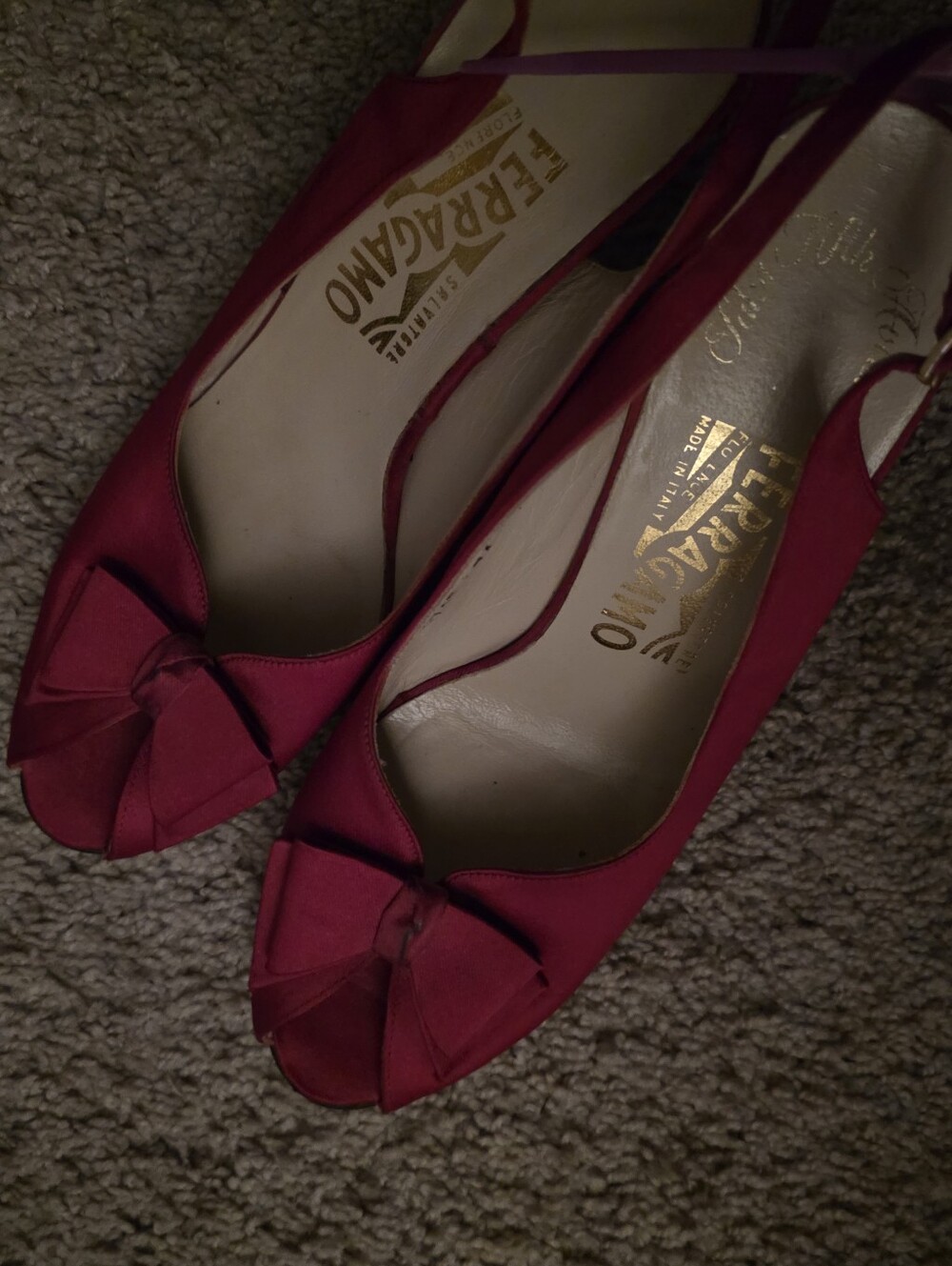 Salvatore Ferragamo Red Bow Slingback Flats